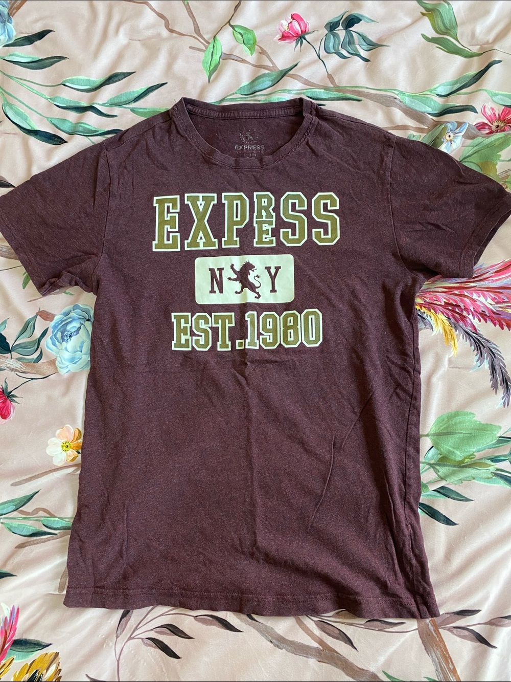 100% Cotton Express Maroon Graphic NY Tee